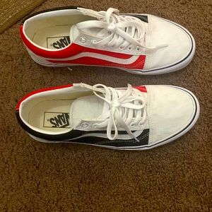 Vans checkers white on white